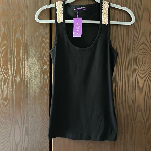Lascana Tops - Lascana sleeveless black with gold sequins. Size Small. NWT